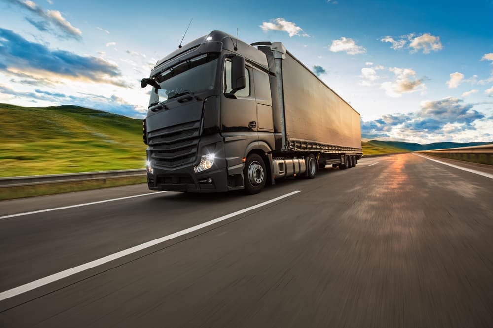 A truck takes freight to Ireland